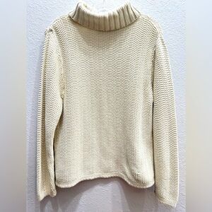 Women’s Liz Claiborne Ivory Turtleneck Knit Sweater Size Petite Large